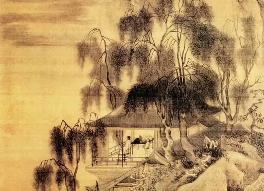明唐寅《落霞孤鹜图》（局部），上海博物馆藏